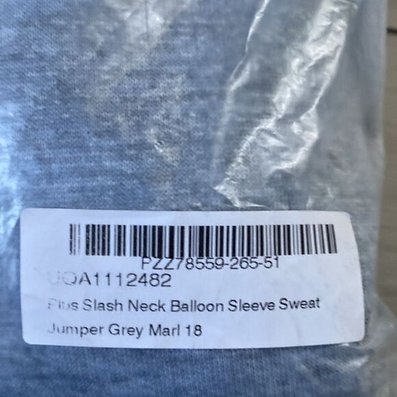 Boohoo Plus Slash Neck Balloon Sleeve Sweatshirt/jumper Size‎ 14 in Grey Nwt - Picture 6 of 7